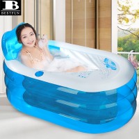 eco-friendly thick PVC inflatable sauna adult bathtub durable vinyl folding portable blow up bath tub spa hottub